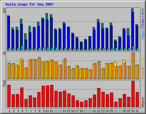 Daily usage for May 2007