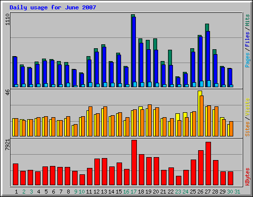 Daily usage for June 2007