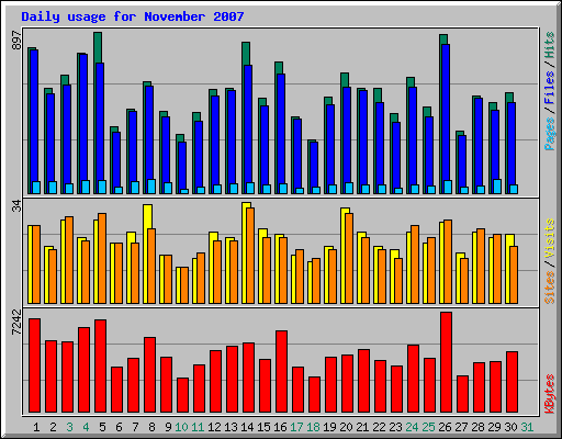 Daily usage for November 2007