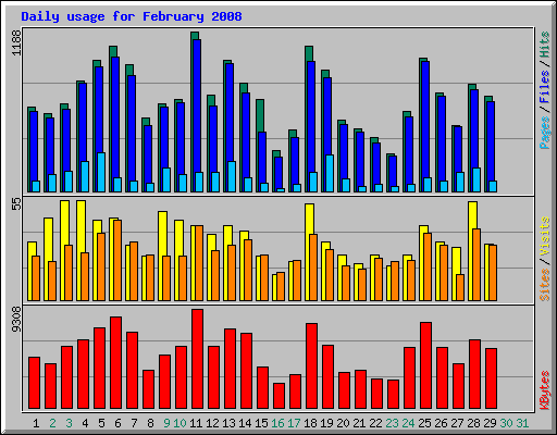 Daily usage for February 2008