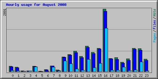 Hourly usage for August 2008